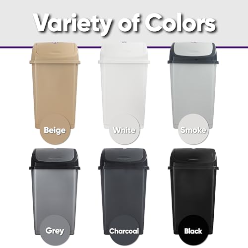 Superio 13 Gallon Plastic Swing Lid Trash Can, Grey/Black 2 Pack, Ideal for Home, Office, Garage, Patio, and Outdoor Use - size: 13 Gallon, style: 2 Pack