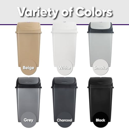 Superio 13 Gallon Plastic Swing Lid Trash Can, Grey/Black 2 Pack, Ideal for Home, Office, Garage, Patio, and Outdoor Use - size: 13 Gallon, style: 2 Pack