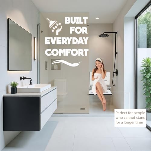 Folding Shower Seat - Wall Mount Bench for Inside Shower / Bathroom Safety Assist / 304 Stainless Steel / Phenolic Resin / Brushed Finish / 18" x 16" - color: Brushed Stainless Steel, size: 18 x 16