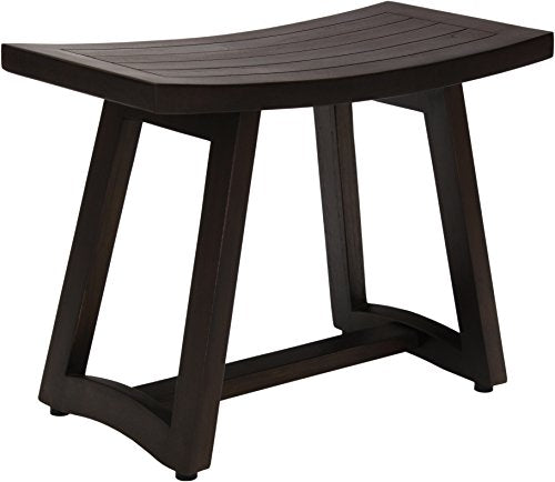 (Fully Assembled) AquaTeak Patented 24" Asia Buru Mocha Teak Shower Bench | Durable, Water-Resistant Teak, Shower Chair & Shaving Foot Rest, Indoor/Outdoor Use - size: B. Bench Fully Assembled