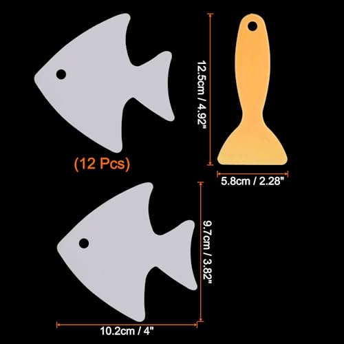 HARFINGTON 12pcs Non-Slip Bathtub Stickers Set 4.02" Fish Shower Floor Sticker PEVA Anti-Slip Adhesive Appliques with Scraper for Bathroom Kitchen Treads Stairs Swimming Pool, Clear - color: Clear