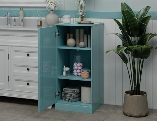 100% Solid Wood Bathroom Cabinet, Wood Door, Aqua, 16.5" w x 35.75" h x 15.5" d, Renewable Eco-Friendly Wood, Made in Brazil - color: Aqua, style: Raised Panel Door