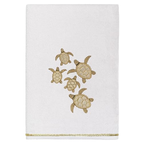 Jewel 4-Piece Premium Towel Set, Embroidered Turtles, Plush Turkish Cotton, Durable & Quick Dry, Elegant Beach Style, 2 Bath 2 Hand Towels, Silver - color: Silver, size: 2 Pcs Bath 2 Pcs Hand Towel