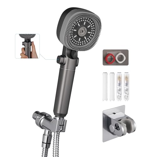 Handheld Shower Head with 79in Hose,High Pressure Filtered Shower Head with ON/OFF Switch for Water Saving&Low Reach No Drilling Wall Mount Shower Holder