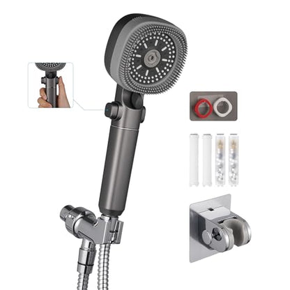Handheld Shower Head with 79in Hose,High Pressure Filtered Shower Head with ON/OFF Switch for Water Saving&Low Reach No Drilling Wall Mount Shower Holder