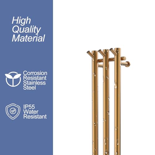 Electric Heated Towel Rack with Timer, Wall-Mounted Towel Warmer, 3 Vertical Bars, Plug-in or Hardwired, 37.4 Inch Height, Round Design (Gold) - color: Gold