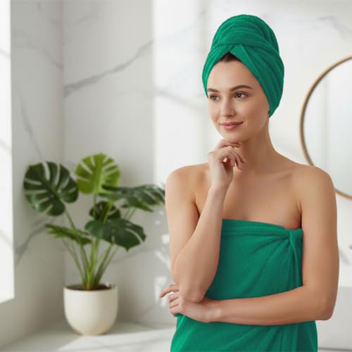 8 Piece Bath Towels for Bathroom - 100% Cotton, Soft Absorbent Bathroom Towels Set - 2 Extra Large Bath Towels, 2 Hand Towels & 4 Washcloths - Hotel Spa Thick Plush Towel, Kelly Green - color: Kelly Green (Pack of 8)