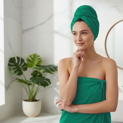 8 Piece Bath Towels for Bathroom - 100% Cotton, Soft Absorbent Bathroom Towels Set - 2 Extra Large Bath Towels, 2 Hand Towels & 4 Washcloths - Hotel Spa Thick Plush Towel, Kelly Green - color: Kelly Green (Pack of 8)