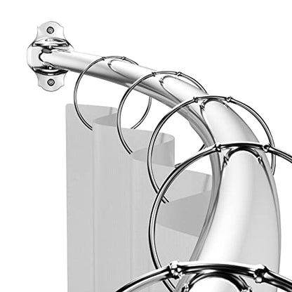 Mcrbeay Curved Shower Curtain Rod, Stainless Steel, Adjustable 40-72 inch | Heavy Duty, Extra Wide Round Shower Rod for Bathroom, Shower Stall, Bathtub, Rustproof, Silver - color: Silver, size: 40-72 Inches