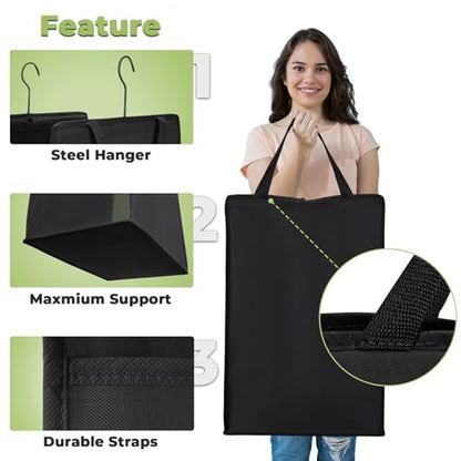 FENTEC 1 Pack Black Hanging Laundry Hamper，Laundry Hamper Bag with Handles | Hanging Laundry Basket, Slim Laundry Hamper Bag, Portable Hanging Closet Hamper, Mesh Heavy Duty Hanging Laundry Bag - color: Black, size: 1 Pack-one Section