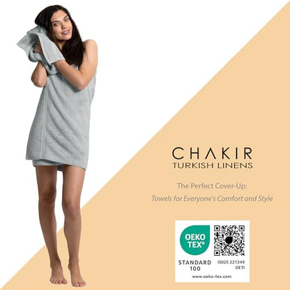 Chakir Turkish Linens 6 Piece Towels Set, 100% Cotton Luxury Turkish Towels for Bathroom, Soft Absorbent Bath Towel Set with 2 Bath Towels 2 Hand Towels 2 Washcloths, Silver Gray - color: Silver Gray