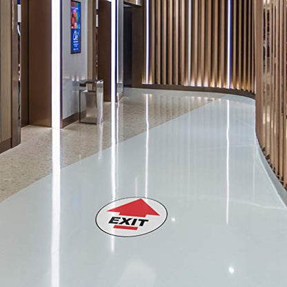 Floor Decals Exit Red Black Anti-Slip Round Shape D 24 in Longer Side | Exit Sign Sticker Business Industrial Signs Stickers