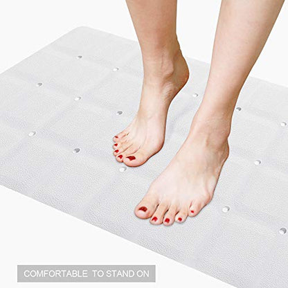 Webos Foldable Non Slip Silicon Bath Mat Bathtub mat Shower mats no Suction Cups for Textured Tub and Reglazed Tub (Foldable-White, 28-inch x 14-inch) - color: Foldable-white