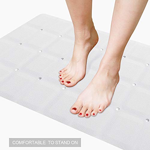 Webos Foldable Non Slip Silicon Bath Mat Bathtub mat Shower mats no Suction Cups for Textured Tub and Reglazed Tub (Foldable-White, 28-inch x 14-inch) - color: Foldable-white
