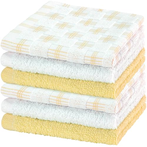 100% Cotton Washcloths 12x12 in, Yellow (6 Pack) - color: Yellow