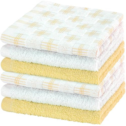 100% Cotton Washcloths 12x12 in, Yellow (6 Pack) - color: Yellow