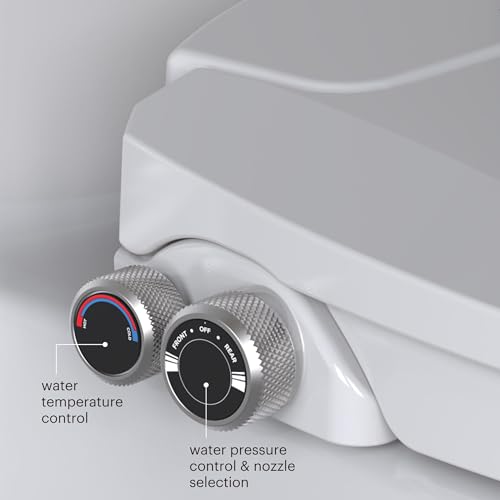 Brondell Bidet Toilet Seat, Non-Electric Swash Ecoseat, Fits Elongated Toilets, White - Dual Temperature, Dual Nozzle System - Bidet with Easy Installation - size: Elongated, style: S102 - warm water