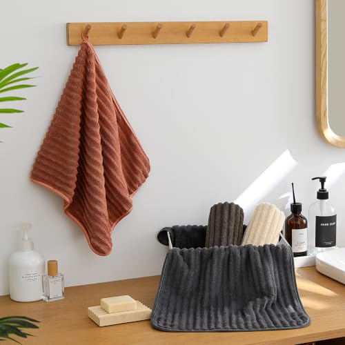 4 Pack Microfiber Hand Towels 14×29.6 Inches Absorbent Quick Dry | Luxury Towels Set Multi Use for Bathroom Kitchen Shower Spa Gym Pool