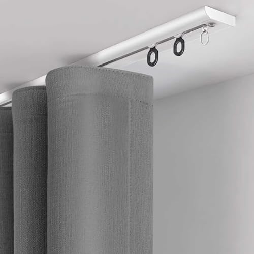 Ultra-Thin Curtain Track Aluminum Curtain Track Ceiling Mounted Curtain Rail Curtain Single Tracks Room Divider-Ceiling Curtain Rail Curtain Pole for Living Room/Bedroom(Gold,4m(13.1ft)) - color: Gold, size: 4m(13.1ft)