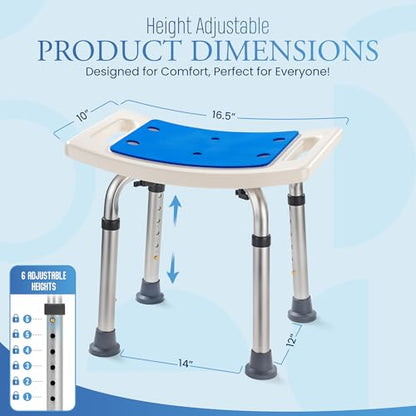 Dr Kays Shower Chair for Inside Shower Bench for Bathtub 350lb Support | Premium Aluminium, Heavy-Duty Bathroom Chair for Inside Bathtub, Bath Bench, Bath Seat for Washroom