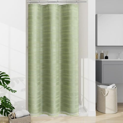 Small Stall Boho Farmhouse Shower Curtain with Tassel, Linen Bohemian French Country Chic Bathroom Shower Curtain Set, Modern Striped Textured Shower Curtain 36x72 - Olive Green - color: Olive Green, size: 36"W x 72"L (Pack of 1)