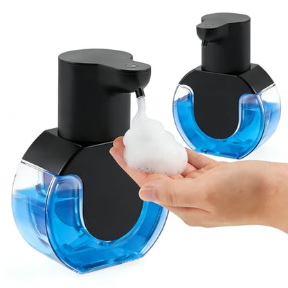 2Pack Automatic Soap Dispenser Touchless, Rechargeable Foaming Soap Dispenser,15oz/420ml Smart Hand Soap Dispensers,4-Level Adjustable,Wall Mount for Bathroom Kitchen Dish Soap,Hands-Free,Black - color: 2 Pack-black 02, style: Foam