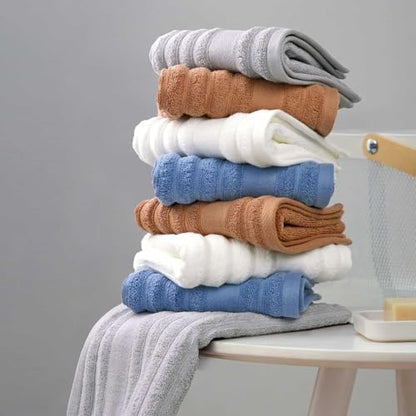 Jacquotha Light Grey Hand Towel Set of 2 Ribbed - 480 GSM Cotton Ultra Soft | Luxury Textured Face Towels for Spa Hotel - color: Light Gray