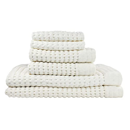 GILDEN TREE Waffle Towel Set Quick Dry Thin | 2 Bath Towels | 2 Hand Towels | 2 Washcloths, Modern Style (Cream) - color: Cream, size: Bath Towel Set