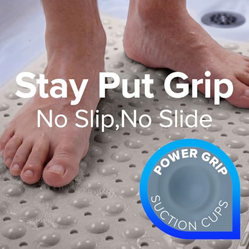 SlipX Solutions 39x16 Extra Long Non Slip Bath Mat, Tub & Shower, Tan | Anti Slip Mat for Elderly & Kids Bathroom, 30% More Coverage, 200 Suction Cups, Hundreds of Drain Holes - color: Tan