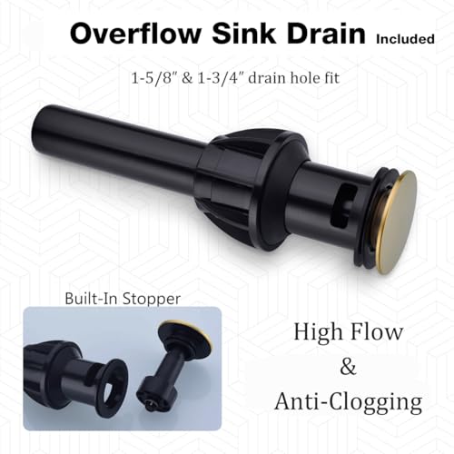 TRUSTMI 4" Centerset Bathroom Faucet, Brushed Gold - High-Flow Waterfall Spout for Deep Sinks, 360° Swivel, 2 or 3 Hole Deck Mount, Includes Drain & Supply Lines - color: Brushed Gold
