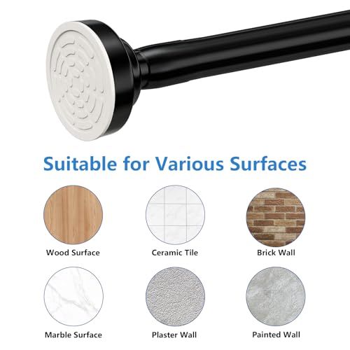 Umimile Shower Curtain Rod, 1 Inch Adjustable Spring Tension Curtain Rod | 304 Stainless Steel Shower Rod for Bathroom, Windows, Never Rust Non-Slip (Black, 36-61”) - color: Black, size: 36-61”