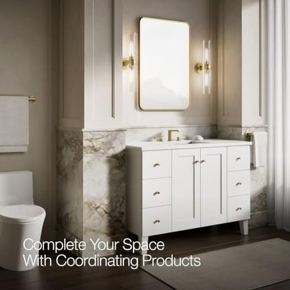 Kohler Essential 24 in. W x 36 in. H Rectangular Framed Wall Mount Bathroom Vanity Mirror in Moderne Brushed Gold - color: Modern Brushed Gold, size: 36"L x 24"W, style: Rectangle