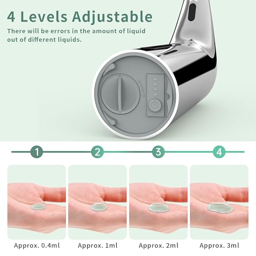 Automatic Liquid Soap Dispenser, 4-Level,13.5oz Touchless | Plastic,400ml Silver Electric Battery Operated Hand & Dish Countertop Soap Dispensers with Sensor for Bathroom,Kitchen Sink - color: Silver, style: Battery