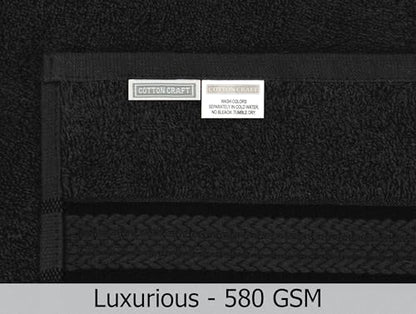 COTTON CRAFT Ultra Soft 6 Piece Towel Set - 100% Cotton Towels - Black | Absorbent 580 GSM Quick Dry Everyday Premium Luxurious Bathroom Towels - 2 Large Bath Towels, 2 Hand Towels, 2 Washcloths - color: Black, size: 6 Piece Towel Set