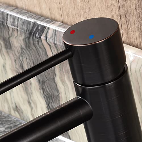 Oil Rubbed Bronze Bathroom Faucets Single Hole with 6 inch Deck Plate, JXMMP 1 Handle Rubbed Bronze Faucet for Bathroom Sink with Pop Up Drain and Water Faucet Supply Lines - color: Oil Rubbed Bronze, size: Faucet with Deck Plate