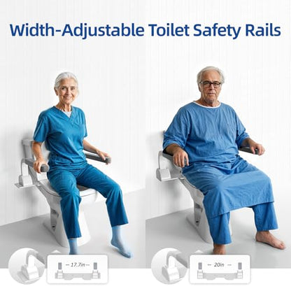 ZEAGUS Width Adjustable Toilet Safety Rails - 500lb Toilet Safety Frame | Grab Bars, 60° Adjustable & Space-Saving Toilet Assist Arms for Seniors, Disabled, Elderly, Mobility-Impaired