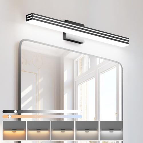 Ralbay Modern Black Bathroom Light Fixtures 5 Color Temperature Dimmable 31.5inch 30W Acrylic LED Black Bathroom Vanity Lighting Fixtures Over Mirror - color: Black, size: 32 inch