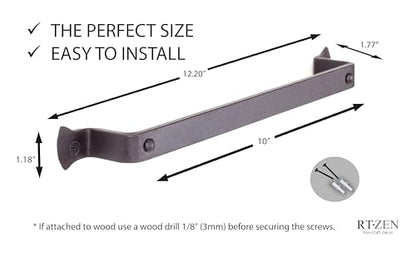 Matte Black Hand Towel Holder for Your Bathroom, Fits 10" Towels | Handcrafted Farmhouse Wrought Iron Metal, Kitchen Bar, Wall Mounted Rack, Small Hand Cloth Bar Hanger for Home or Office - style: Hammer-Nail