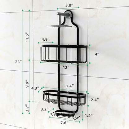 Shower Caddy Hanging, Bathroom Shower Rack, Bathroom Organizer with Soap Dish, Over The Showerhead Caddy with Hooks for Razor/Sponge, Black - color: Black