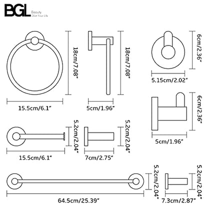 BGL Bathroom Hardware Set Matte Black 4-Pieces Bathroom Towel Rack 24 Inches Adjustable Bathroom Accessories Set - color: Matte Black, size: 4 PIECES