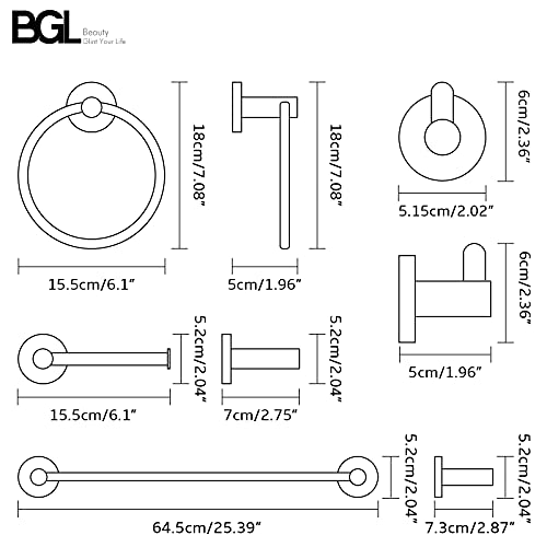 BGL Bathroom Accessory Set Chrome 4 Pieces Bathroom Towel Rack 24 Inches Adjustable Bathroom Hardware Set - color: Chrome, size: 4 PIECES