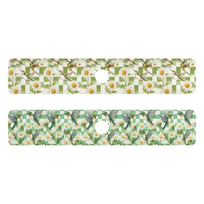 Checkered Green and White Hummingbirds Daisy Kitchen Sink Splash Guard Sink Faucet Mat Faucet Handle Drip Catcher Drain Mats for Kitchen Bathroom - color: Checkered Green and White Hummingbirds Daisy, size: 30x5.4in x2