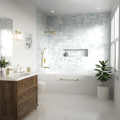 Lava Odoro Modern 3-Setting Square Shower and Tub Faucet Set with Shower Head and Handheld Sprayer Gold, Rainfall Shower System with Tub Spout, Shower Valve Trim Kit, Brushed Gold, SF103-SG-T - color: Brushed Gold, style: With Tub Spout