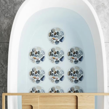 UKCOCO 10pcs Anti Slip Shower Stickers, 5.91”Adhesive Decals Safety Strips with Scraper, Anti Skid for Bath Tub Shower Floor Stairs Kitchen