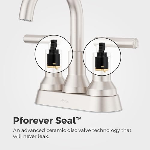 Pfister Capistrano Bathroom Sink Faucet, 4-Inch Centerset, 2-Handle, 3-Hole, NSF Certified, Spot Defense Brushed Nickel Finish, LF048CSOGS | (Pack of 3) - color: Spot Defense Brushed Nickel, size: 3 Pack