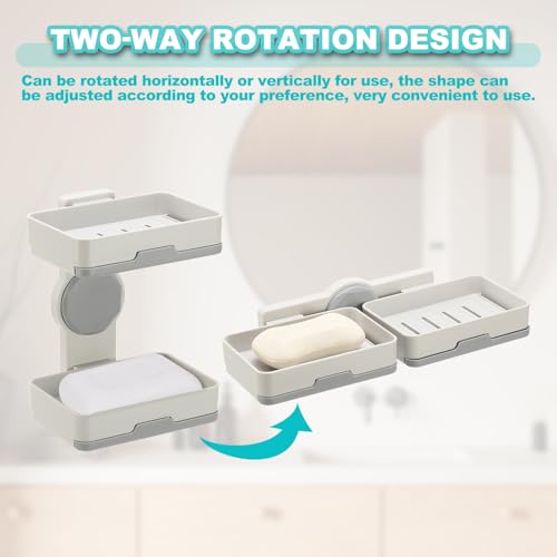uxcell Soap Holder for Shower Wall, Double Layer Drill-Free Soap Dish Adhesive Wall Mounted Sponge Holder for Shower Kitchen, Bathroom, Bathtub(Dark Gray) - color: Dark Gray