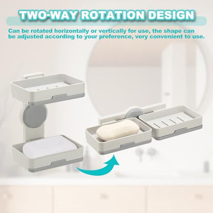 uxcell Soap Holder for Shower Wall, Double Layer Drill-Free Soap Dish Adhesive Wall Mounted Sponge Holder for Shower Kitchen, Bathroom, Bathtub(Dark Gray) - color: Dark Gray