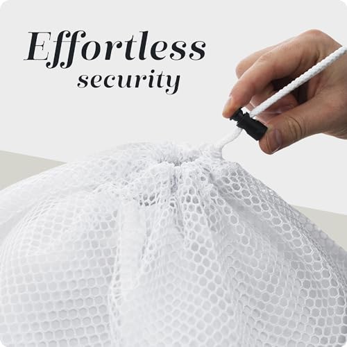 Handy Laundry Mesh XL Laundry Bag 24"x36", Heavy Duty Drawstring, White | XL 24x36 Mesh Laundry Bag, Secure Drawstring, Heavy Duty, Machine Washable, for Delicates Dorm Travel Storage, White - color: White