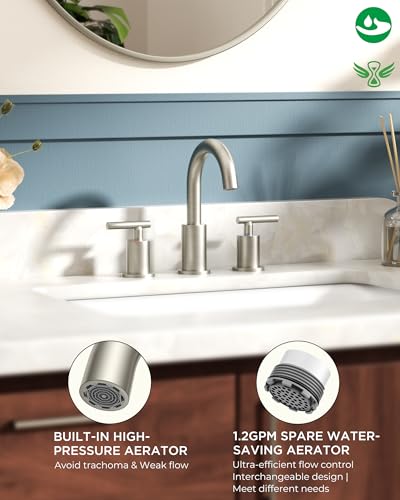 FORIOUS 2 Pack Wholesale Widespread Bathroom Faucet Brushed Nickel 3 Holes | CUPC 8" Brushed Nickel Bathroom Sink Faucet 3 Hole, Restroom Faucet for Bathroom Sink Silver Set for Real Estate Procurement - color: Stainless Steel × 2, style: Modern