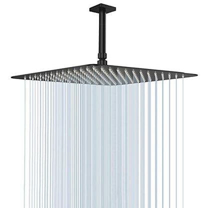NearMoon Rain Shower Head, High Flow Stainless Steel Square Rainfall Shower, Waterfall Bath Shower Body Covering, Ceiling or Wall Mount (16 Inch, Matte Black) - color: Matte Black, size: 16 Inch Square
